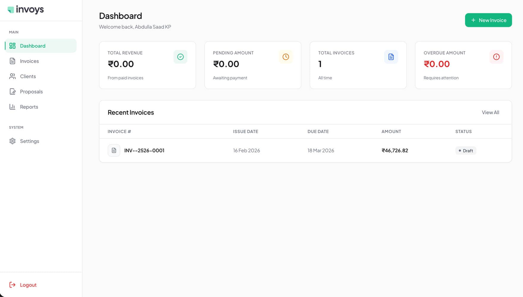 Invoys Dashboard